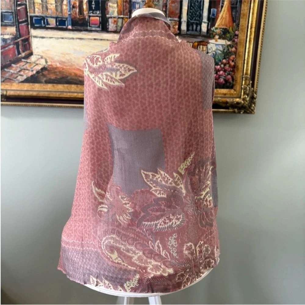 Nalini Originals 100% Wool Oversized Scarf Wrap Shawl NWT Floral Paisley